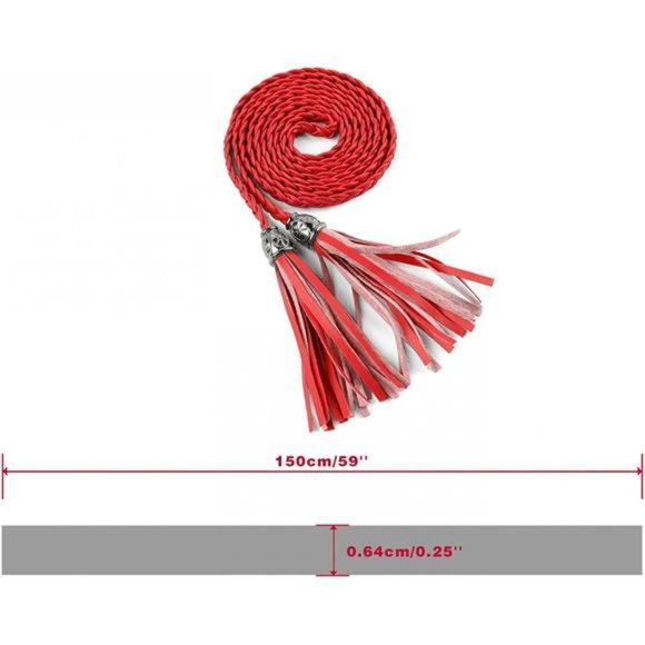 Allegra K Women\'s Tassel Braided Belts Skinny Woven Waist Belts for Skirt Dress main image 6